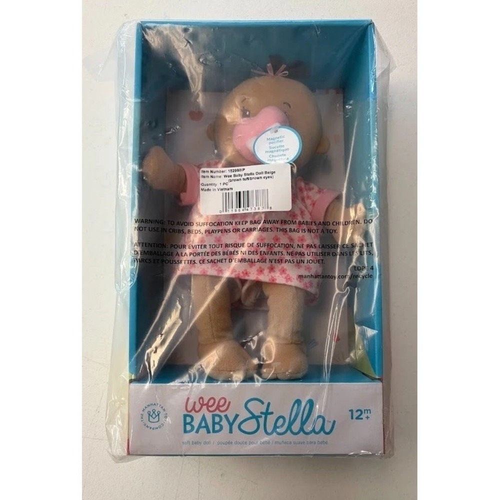 Manhattan Toy Wee Baby Stella Floral Dress First Baby Doll Plush w/Pacifier NEW